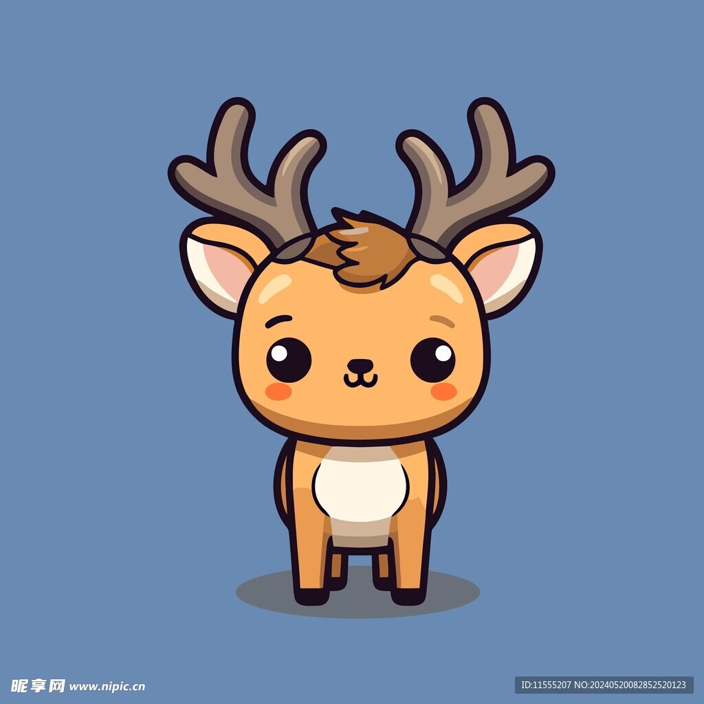 可爱小鹿矢量卡通画儿童插画