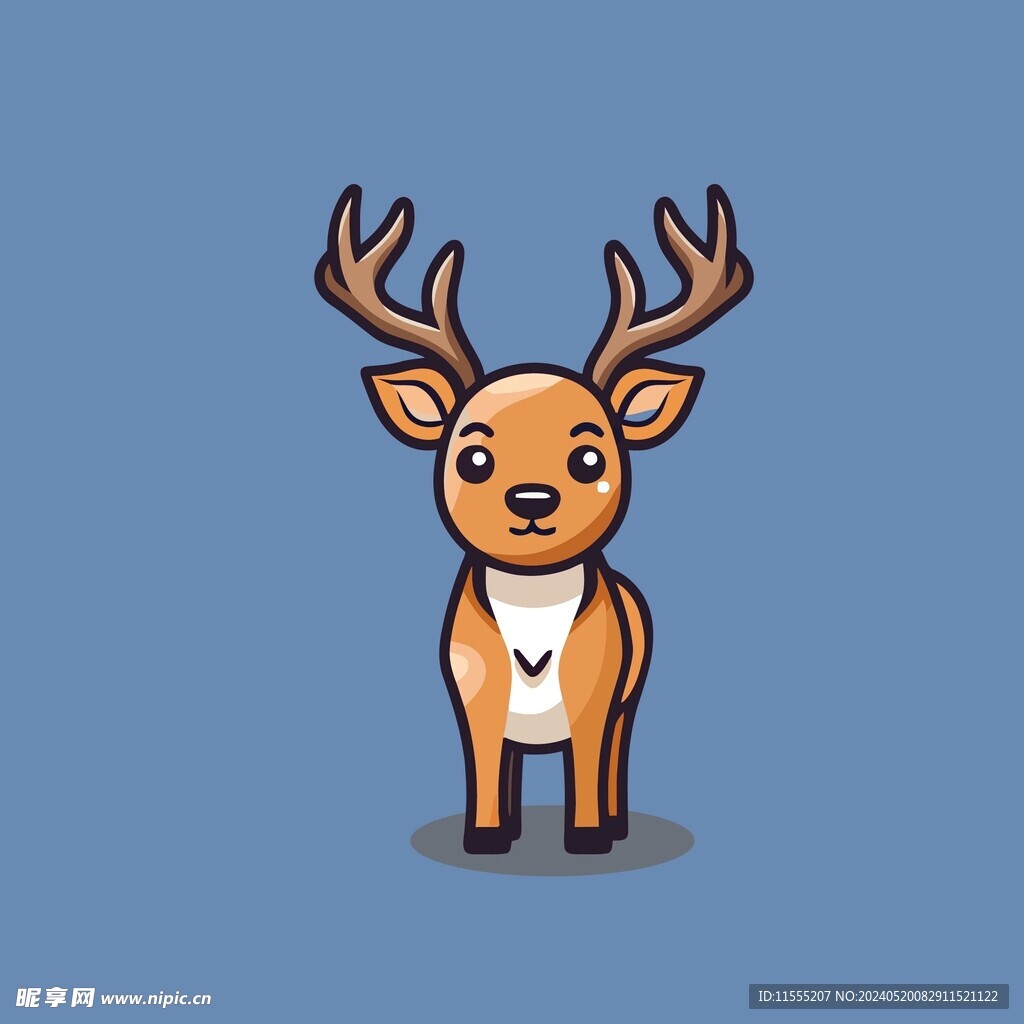 可爱小鹿矢量卡通画儿童插画