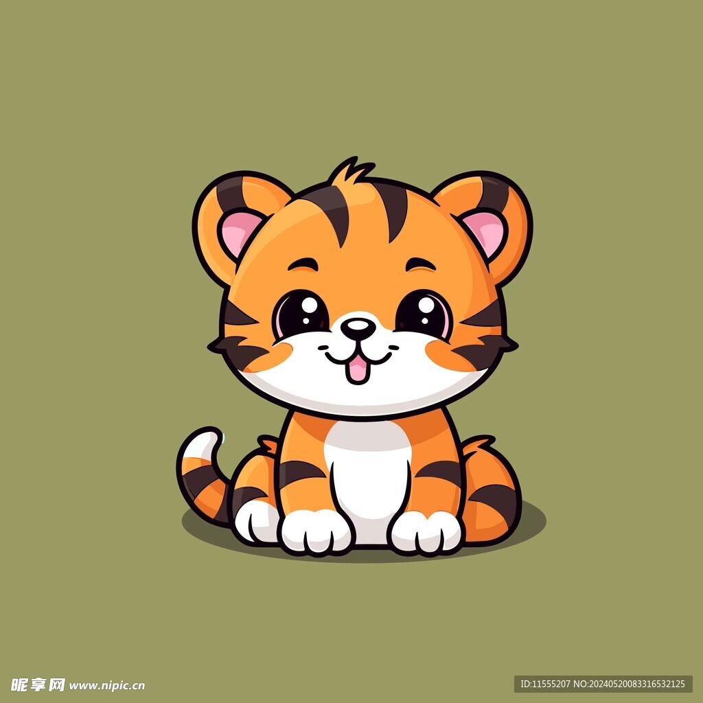 可爱老虎矢量卡通画儿童插画