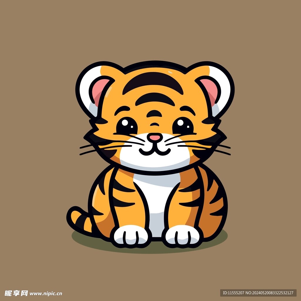 可爱老虎矢量卡通画儿童插画