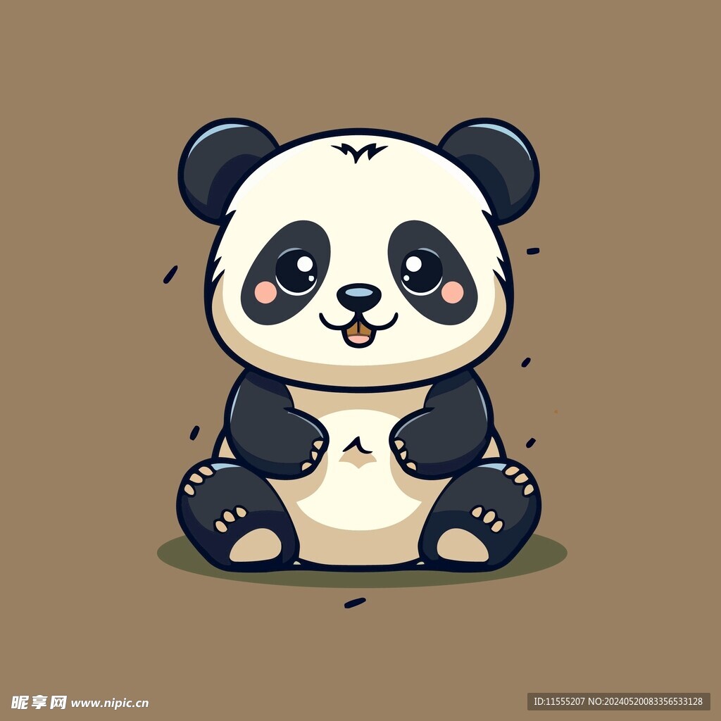 可爱熊猫矢量卡通画儿童插画