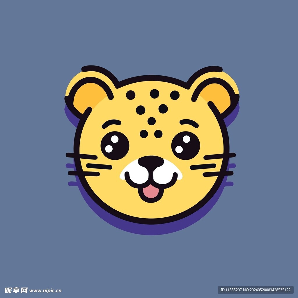 可爱小豹子矢量卡通画儿童插画