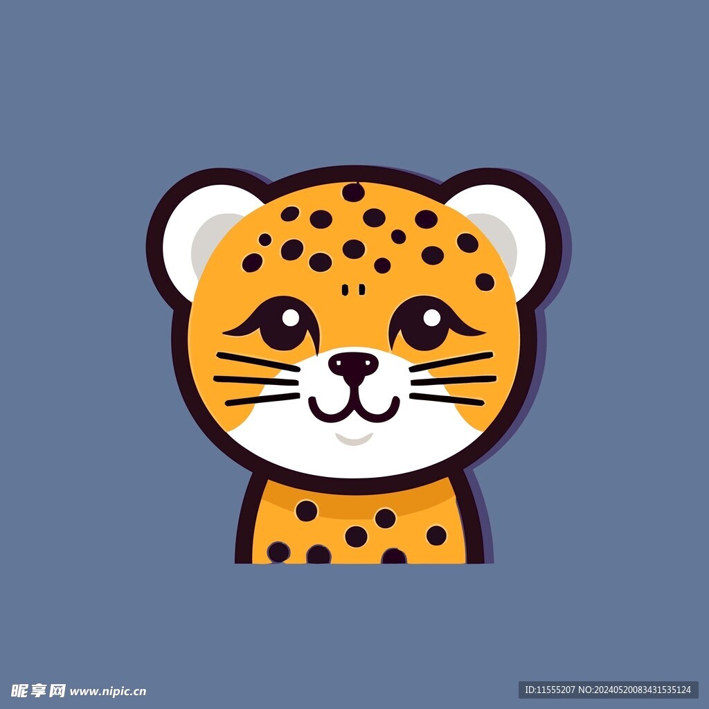 可爱小豹子矢量卡通画儿童插画