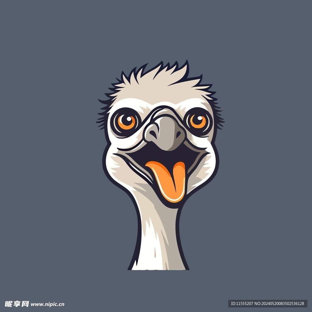 可爱鸵鸟矢量卡通画儿童插画