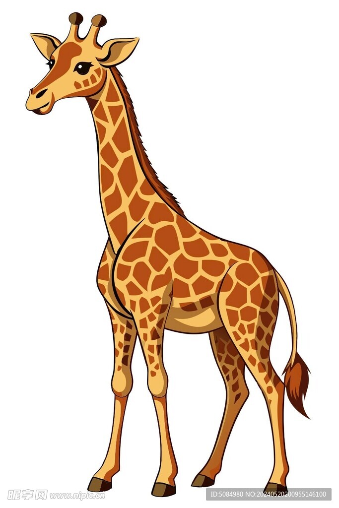 木雕风格长颈鹿