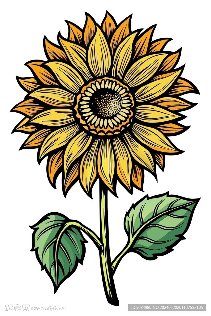 木雕风格向日葵