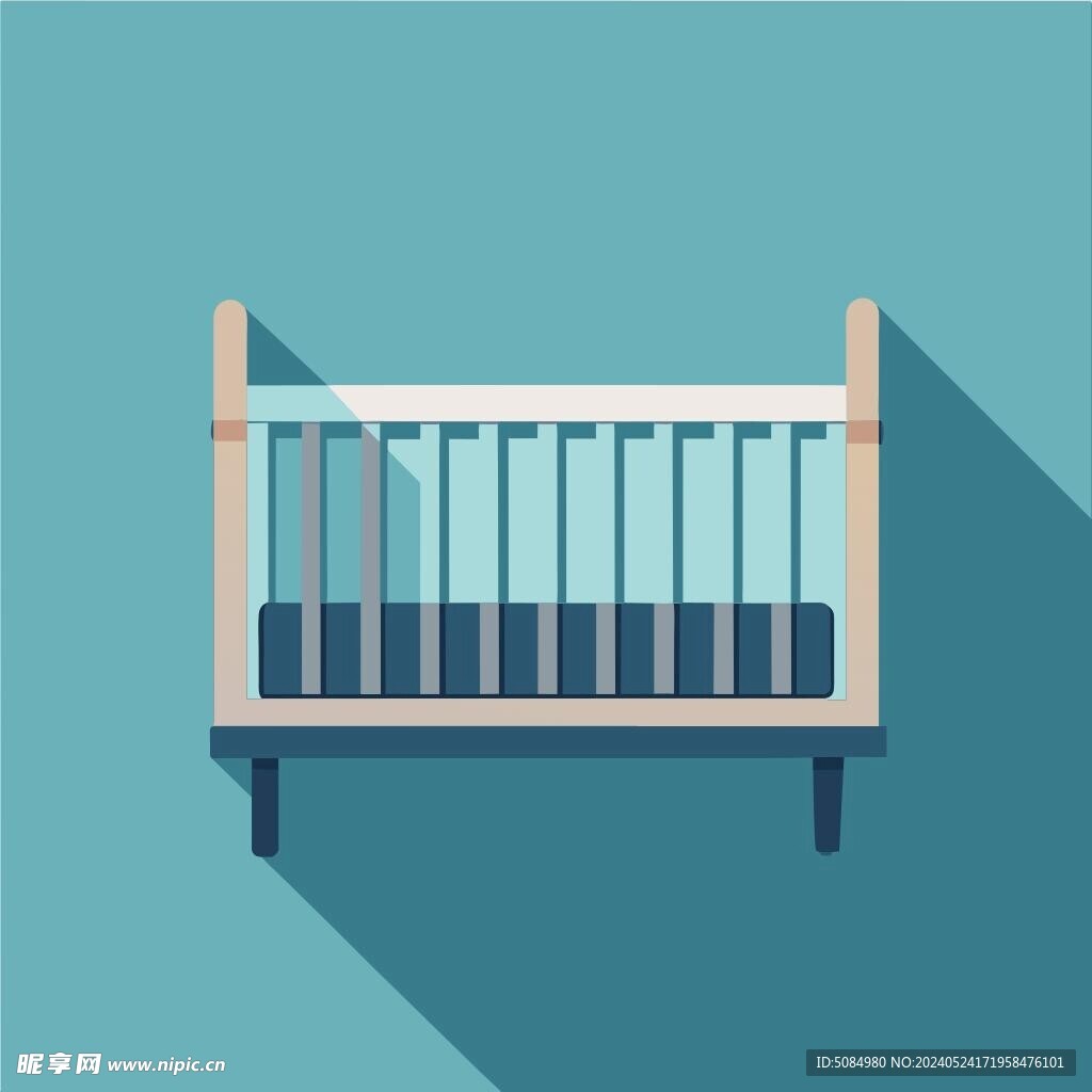 扁平风格婴儿床图标