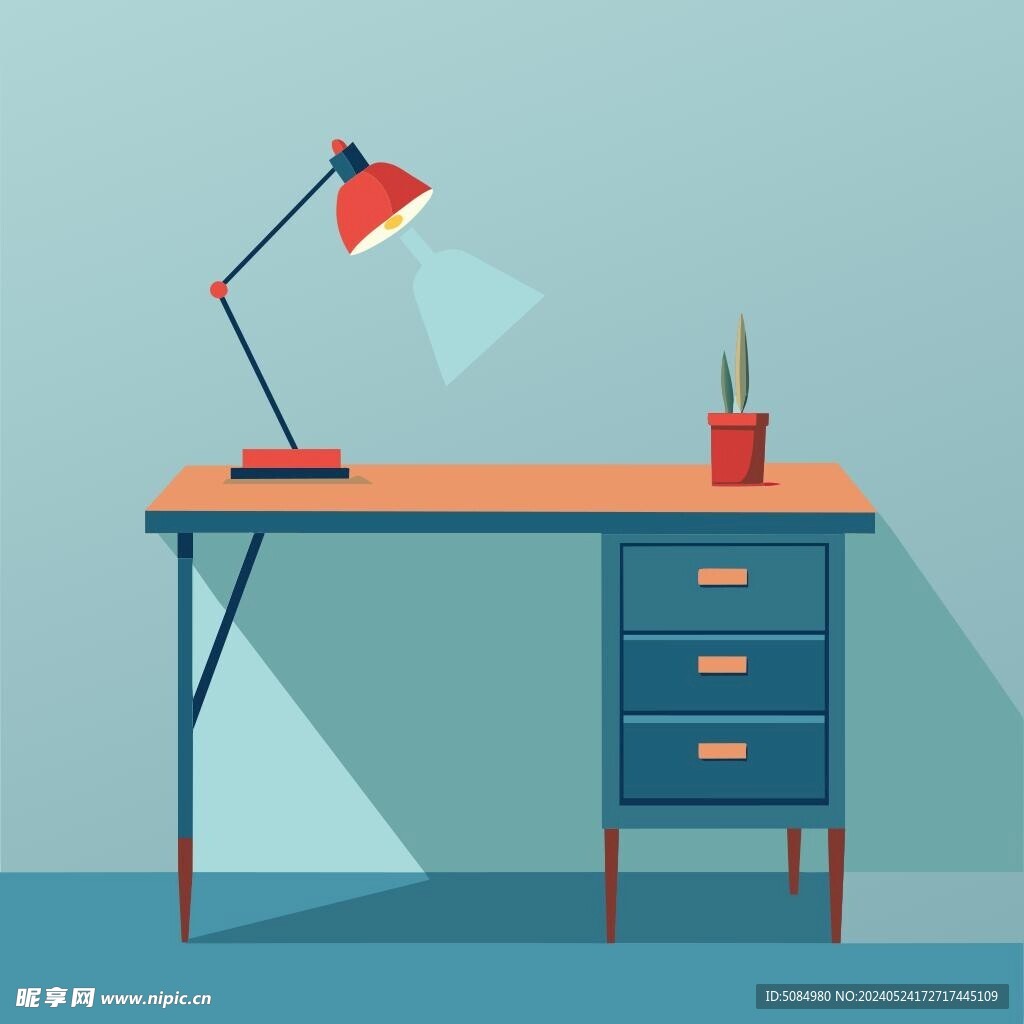 扁平风格书桌