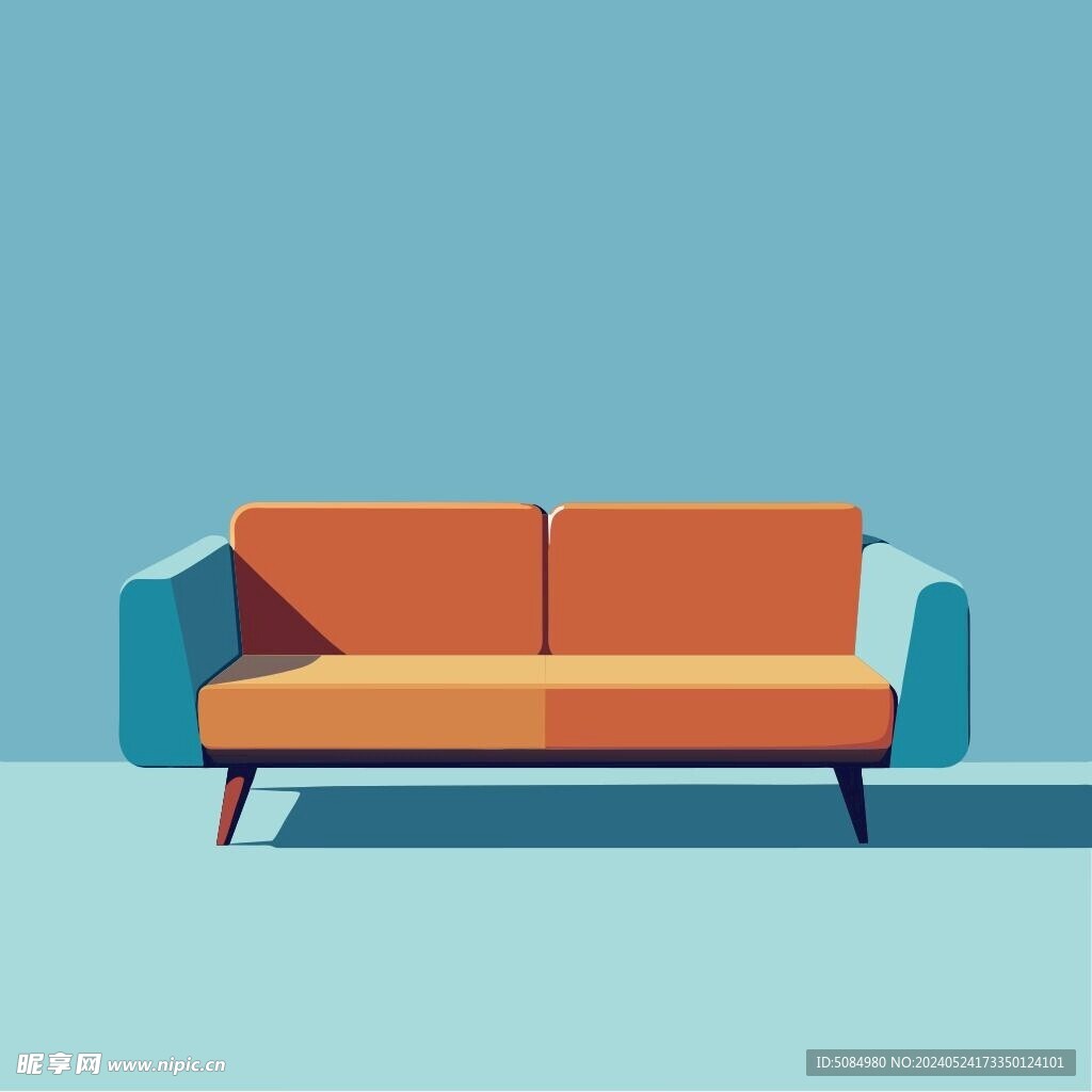 扁平风格双人沙发