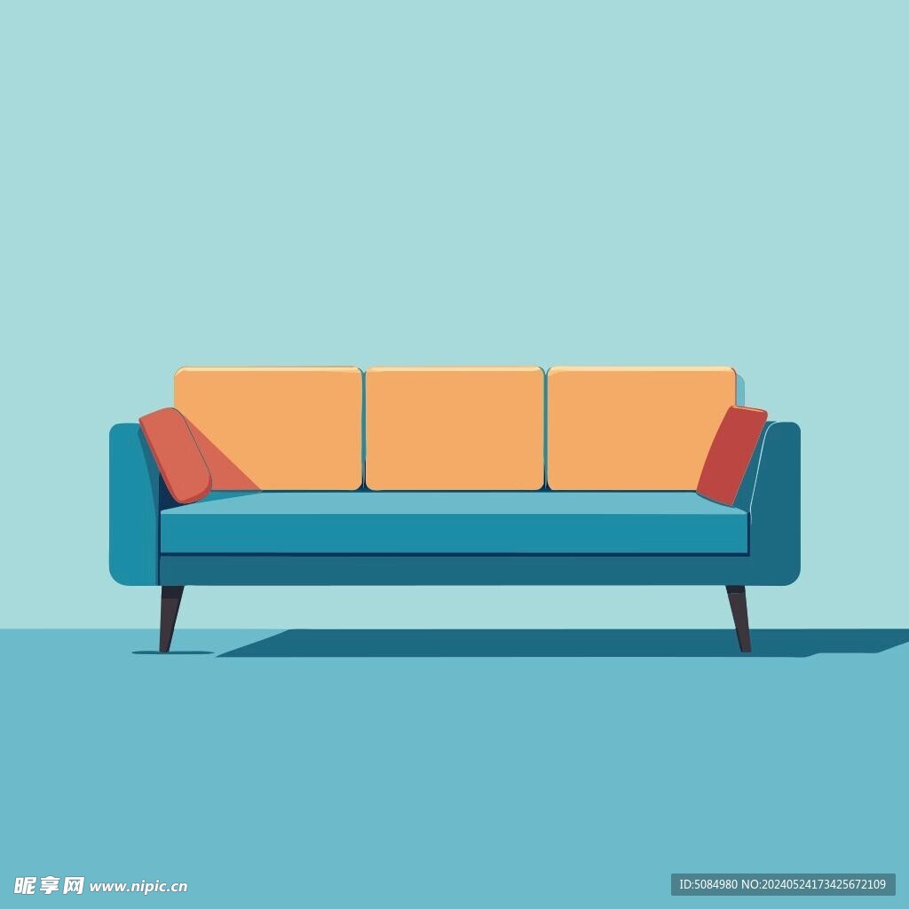 扁平风格多人沙发