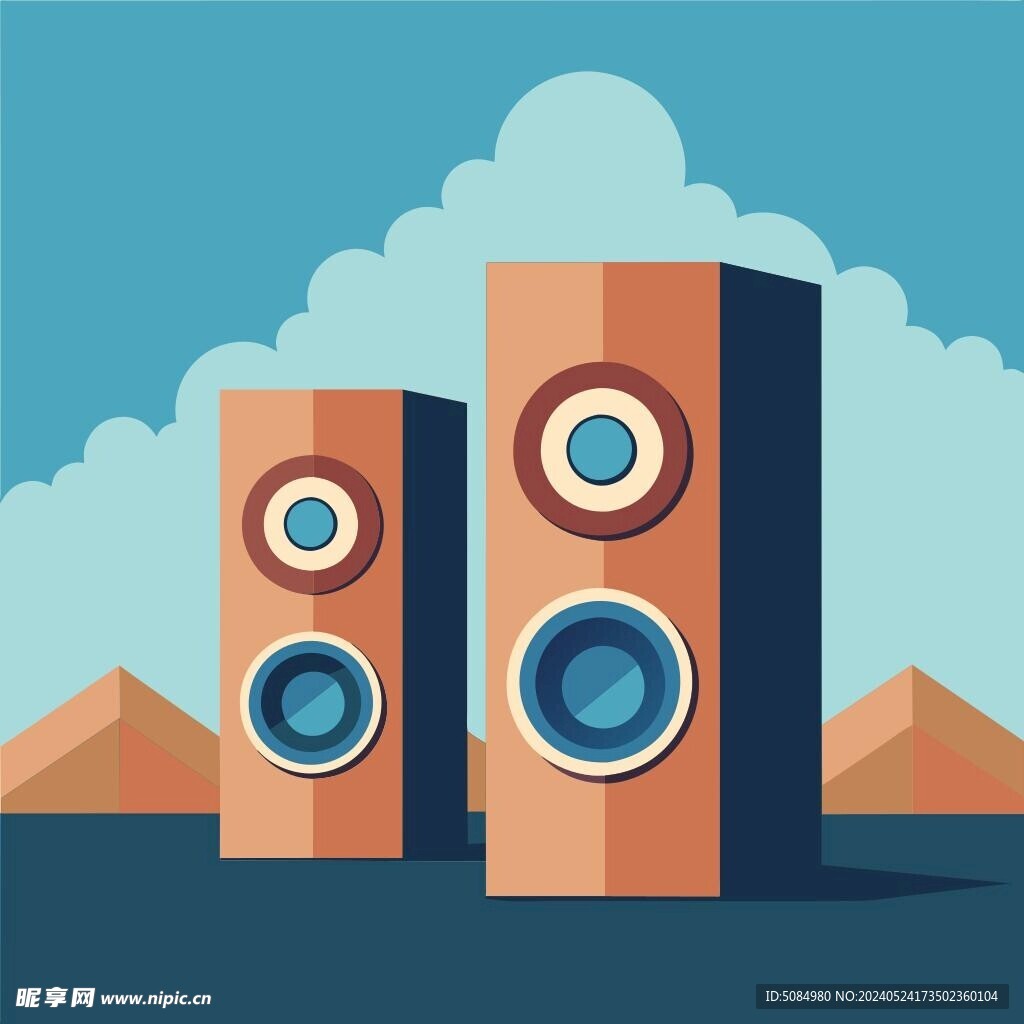 扁平风格音响