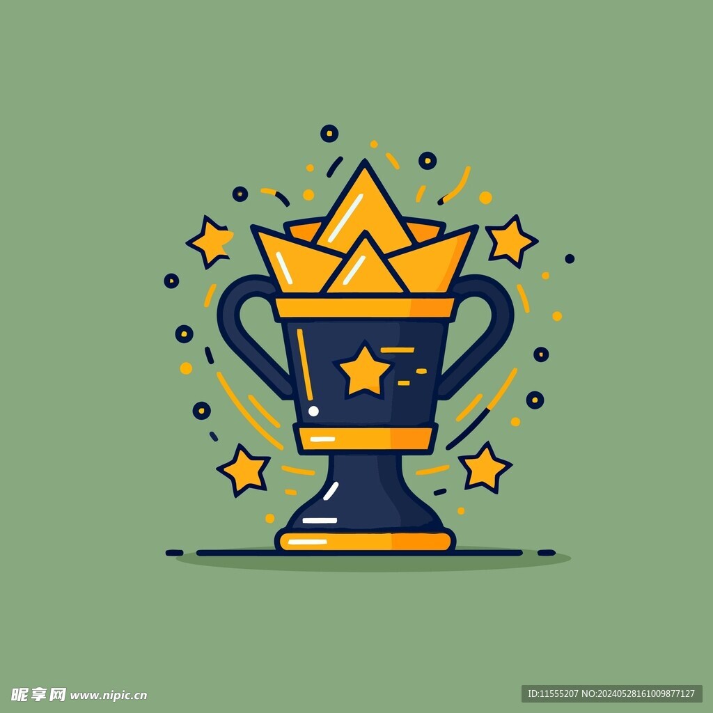 金银铜奖杯卡通绘画儿童插画