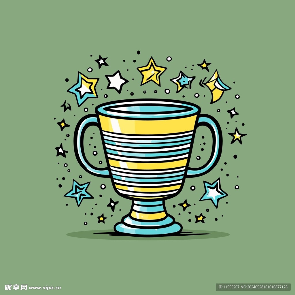 金银铜奖杯卡通绘画儿童插画