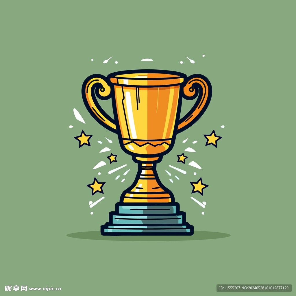 金银铜奖杯卡通绘画儿童插画