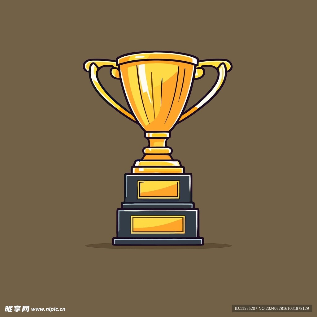 金银铜奖杯卡通绘画儿童插画