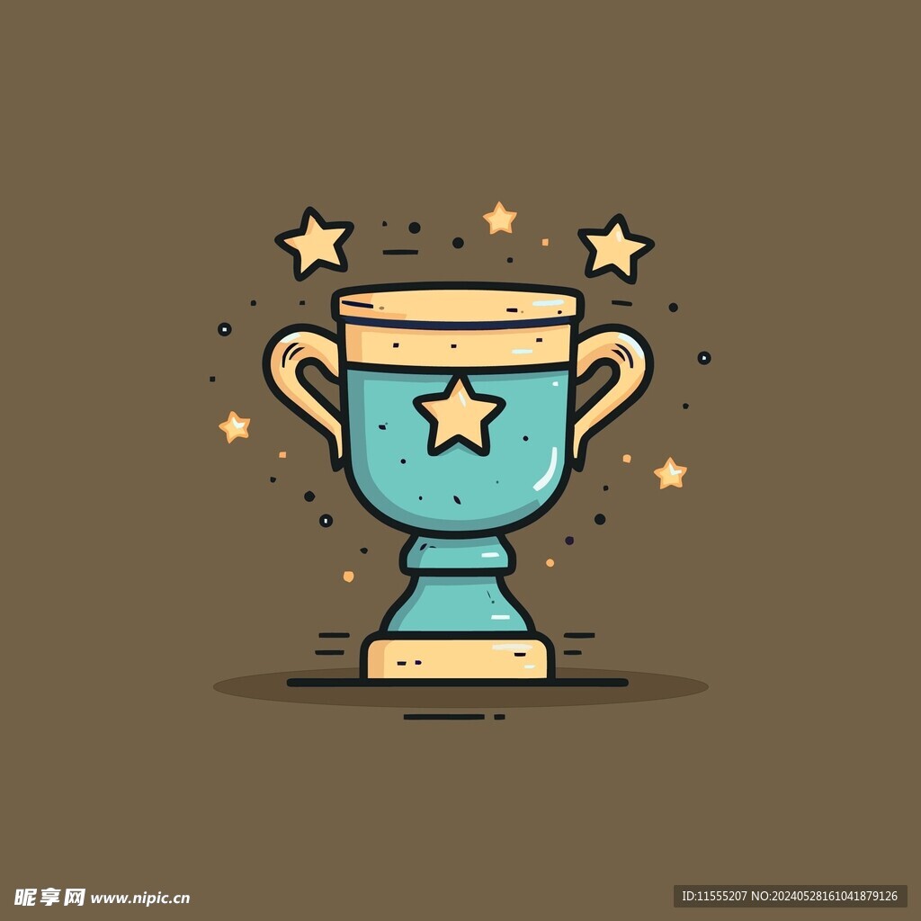 金银铜奖杯卡通绘画儿童插画