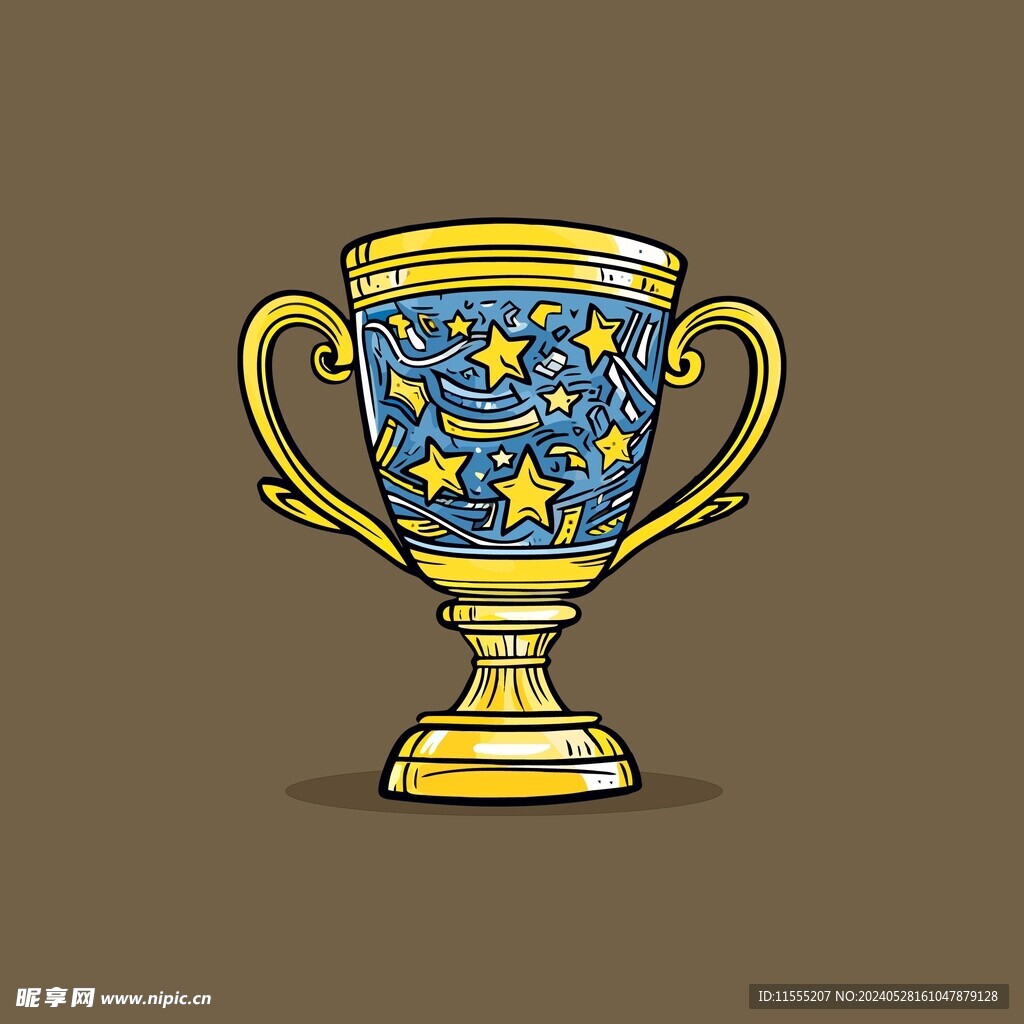 金银铜奖杯卡通绘画儿童插画