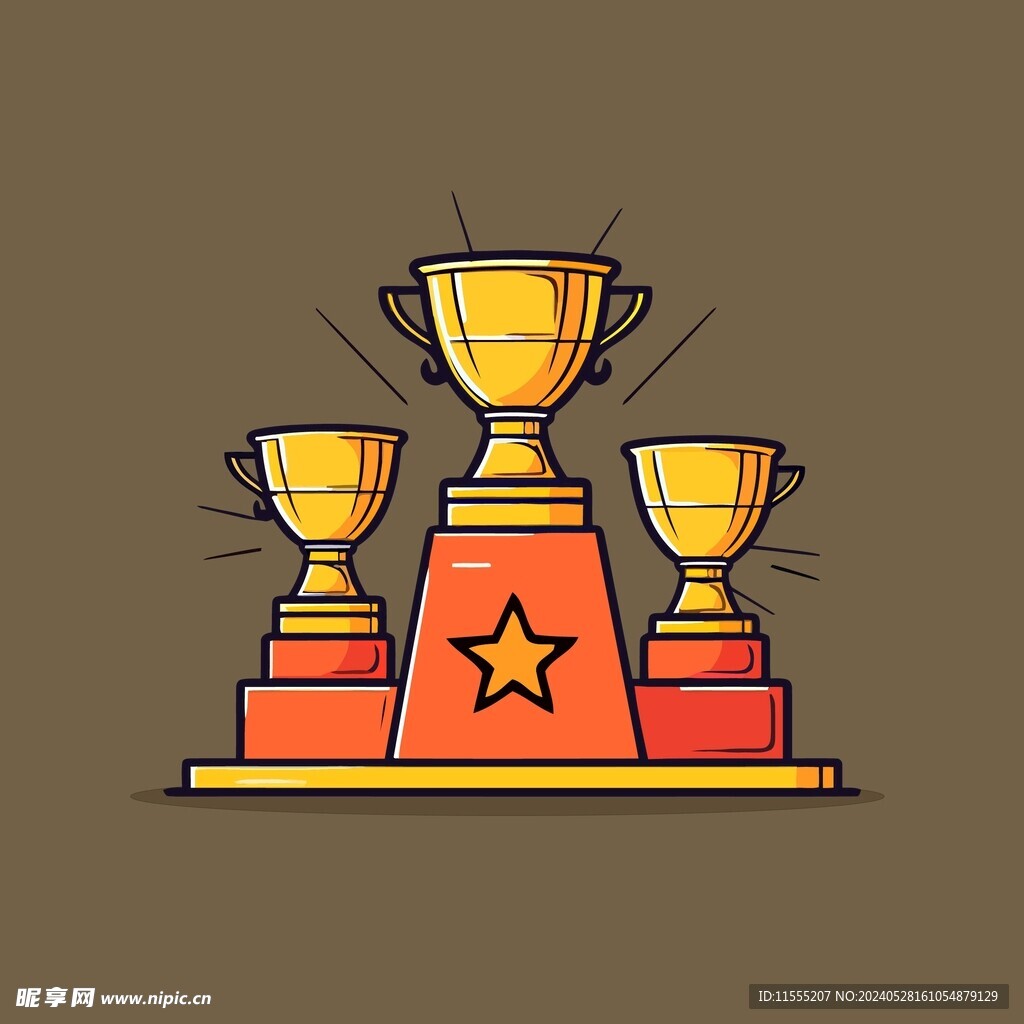 金银铜奖杯卡通绘画儿童插画