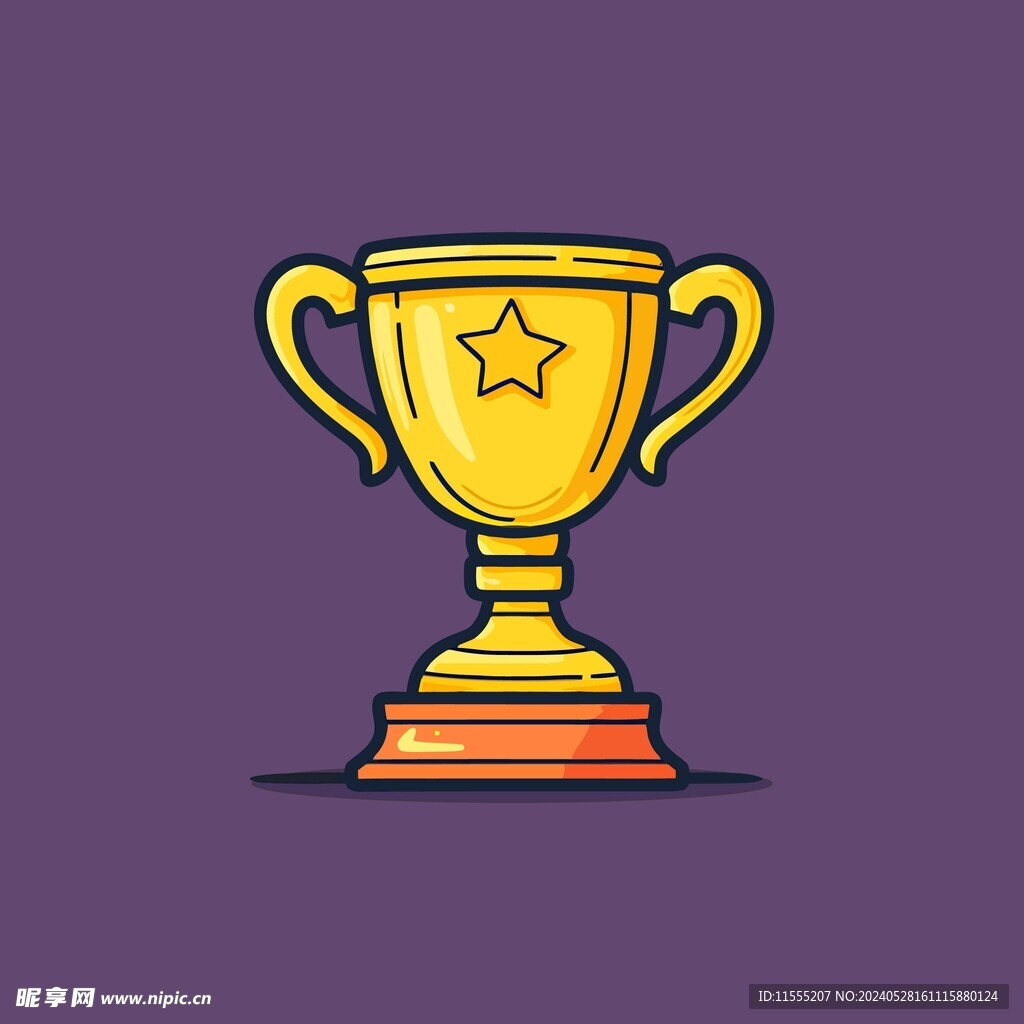 金银铜奖杯卡通绘画儿童插画