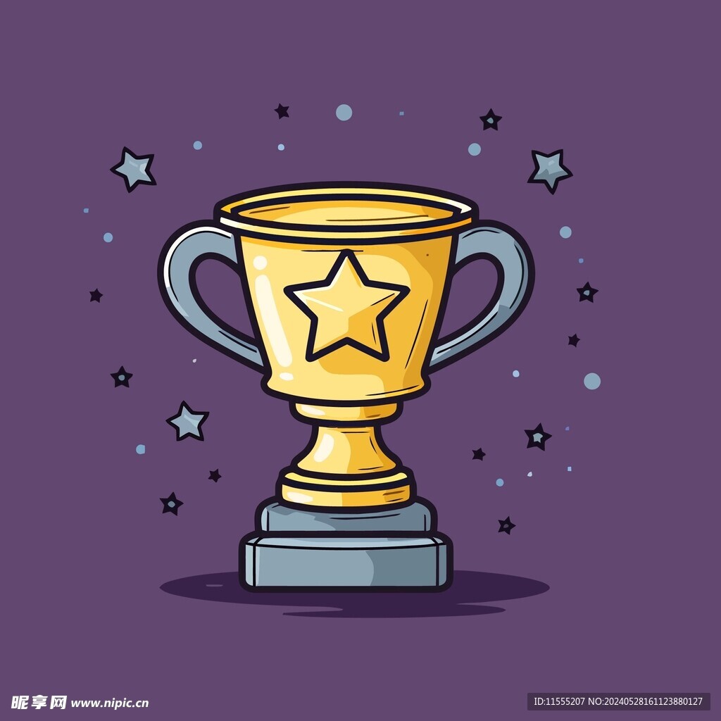 金银铜奖杯卡通绘画儿童插画