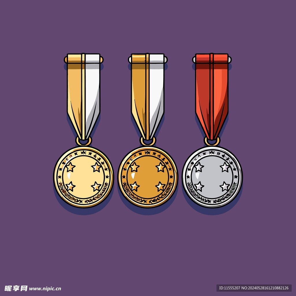 金银铜奖牌卡通绘画儿童插画