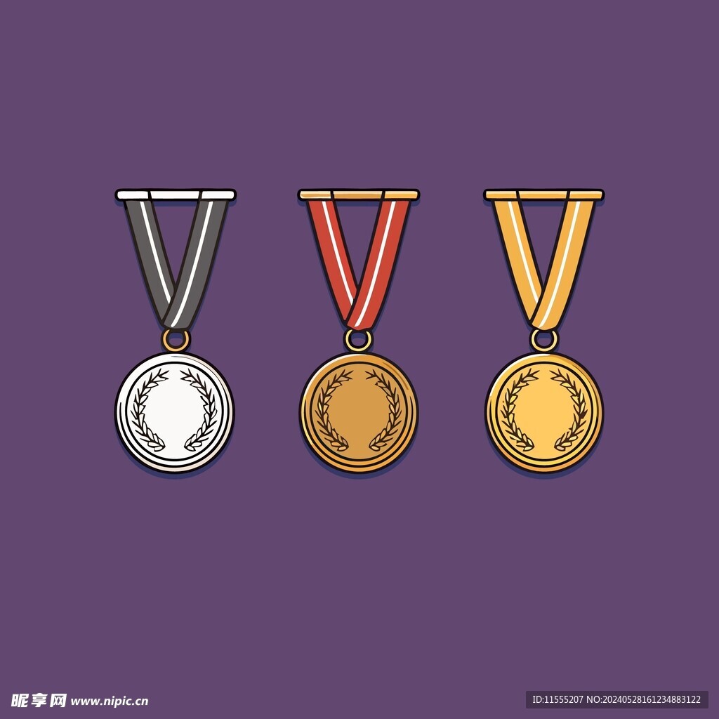 金银铜奖牌卡通绘画儿童插画