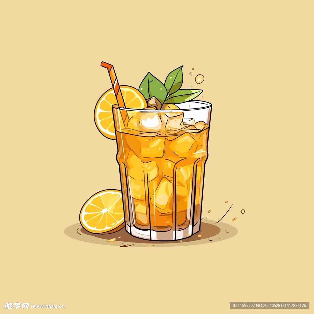 鸡尾酒饮料卡通绘画儿童插画