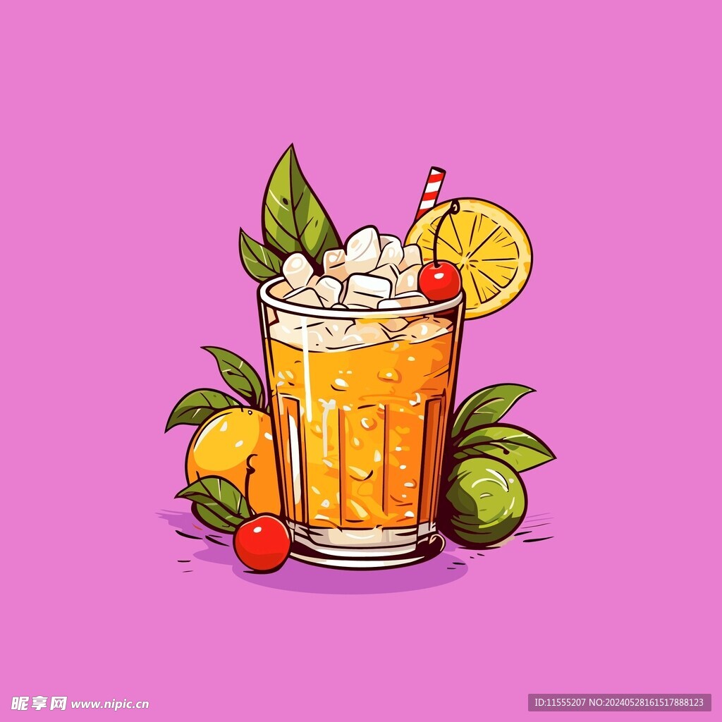 夏威夷饮料卡通绘画儿童插画