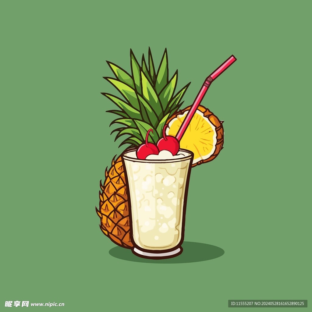 夏威夷饮料卡通绘画儿童插画