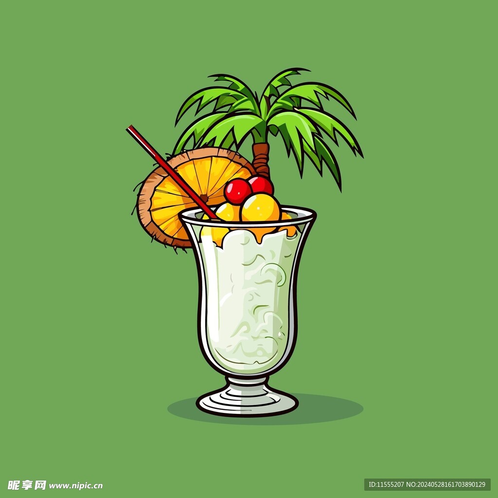 夏威夷饮料卡通绘画儿童插画
