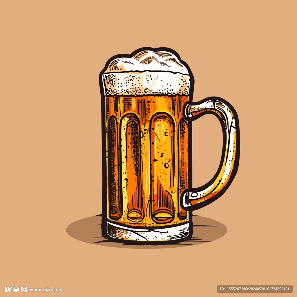 可爱啤酒卡通绘画儿童插画