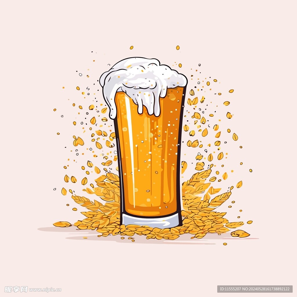 可爱啤酒卡通绘画儿童插画