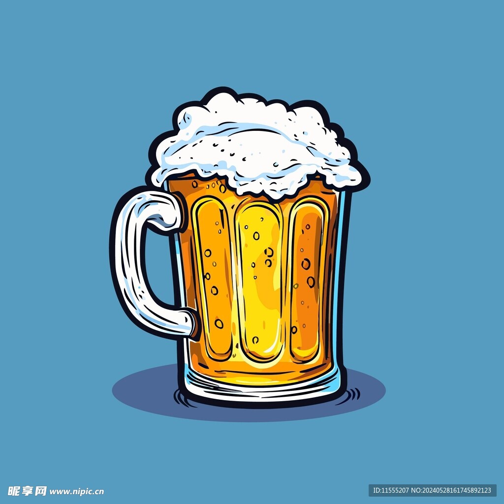 可爱啤酒卡通绘画儿童插画