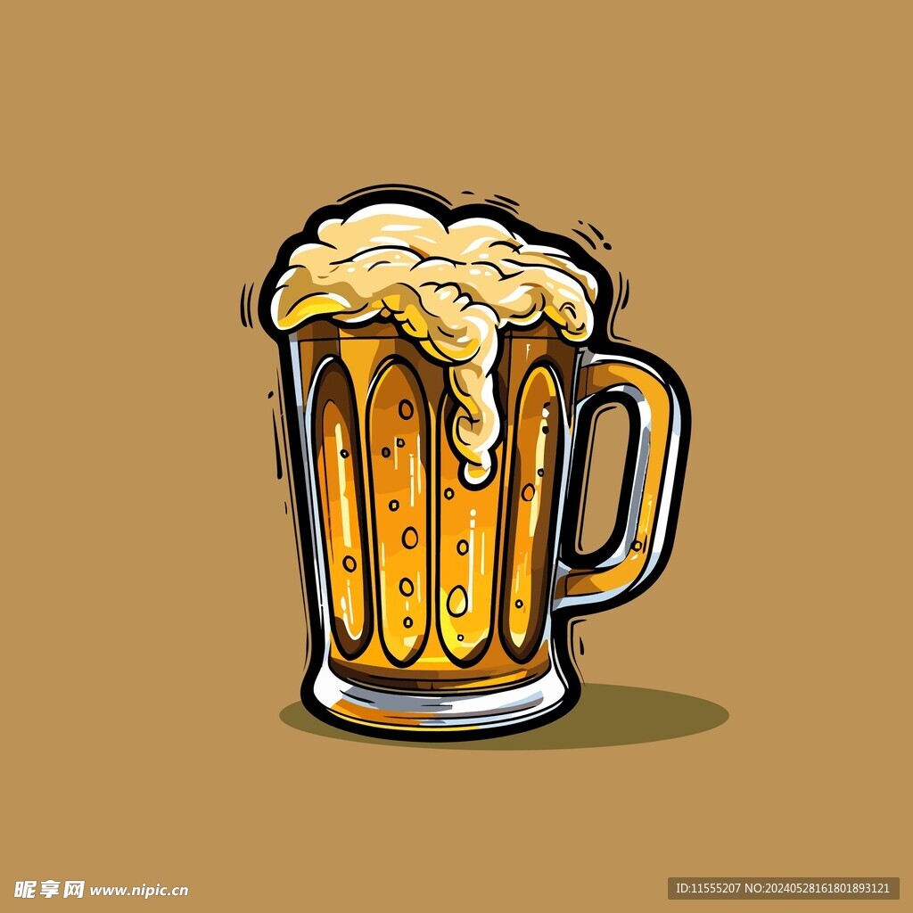 可爱啤酒卡通绘画儿童插画