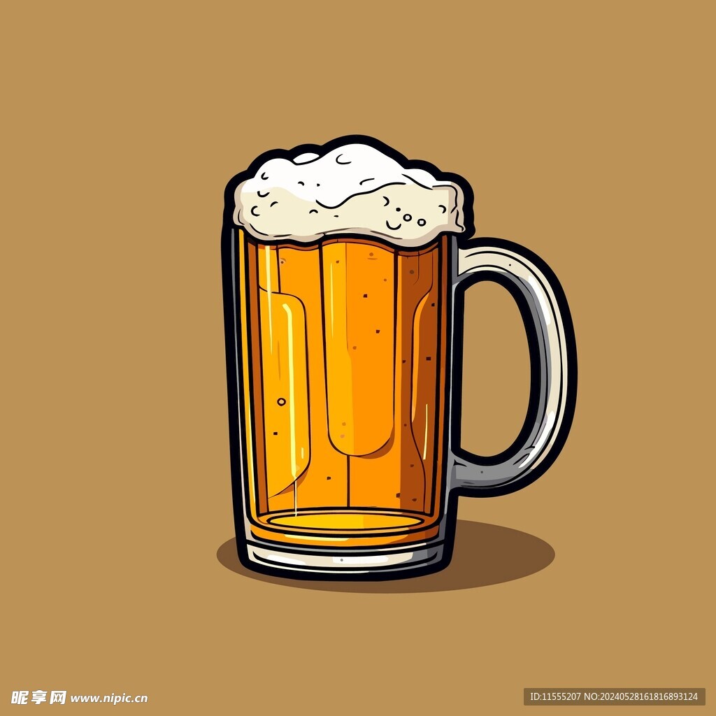 可爱啤酒卡通绘画儿童插画