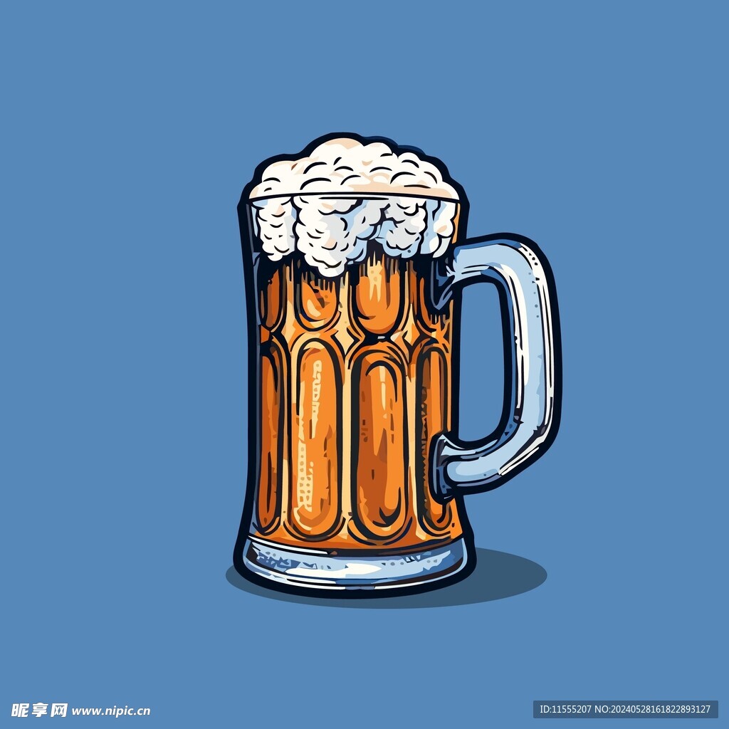 可爱啤酒卡通绘画儿童插画