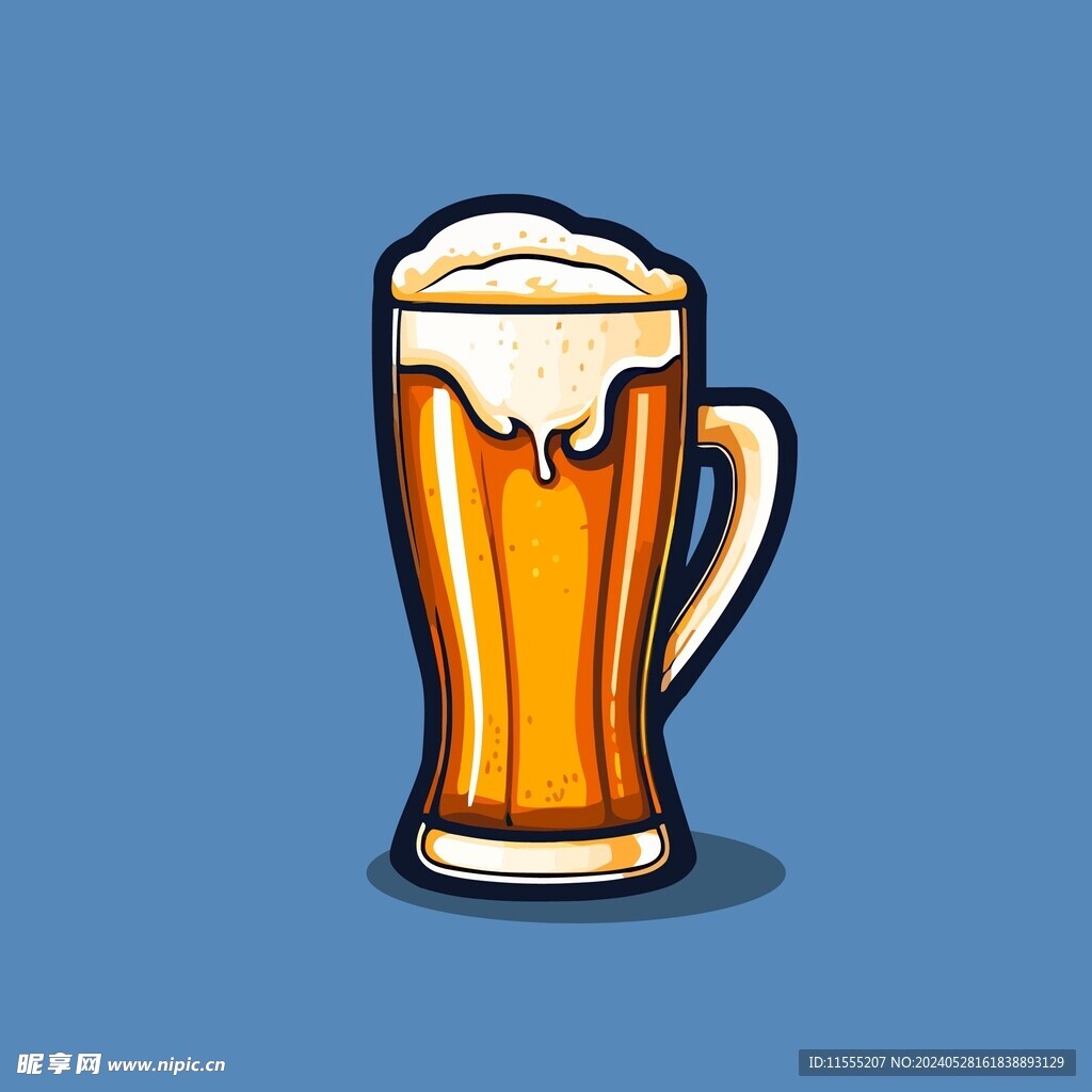 可爱啤酒卡通绘画儿童插画
