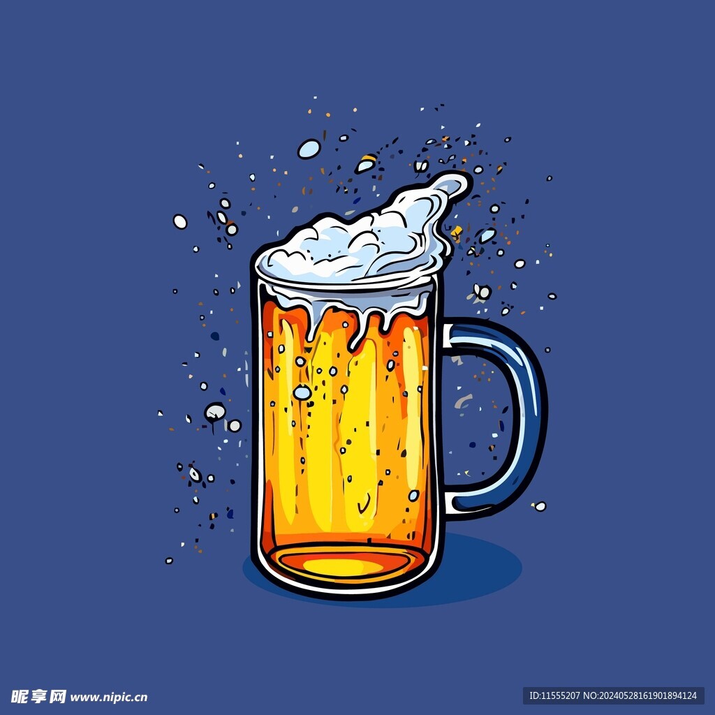 可爱啤酒卡通绘画儿童插画