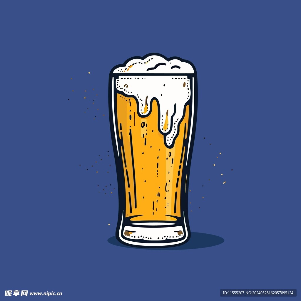 可爱啤酒卡通绘画儿童插画