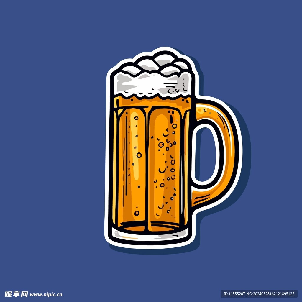 可爱啤酒卡通绘画儿童插画