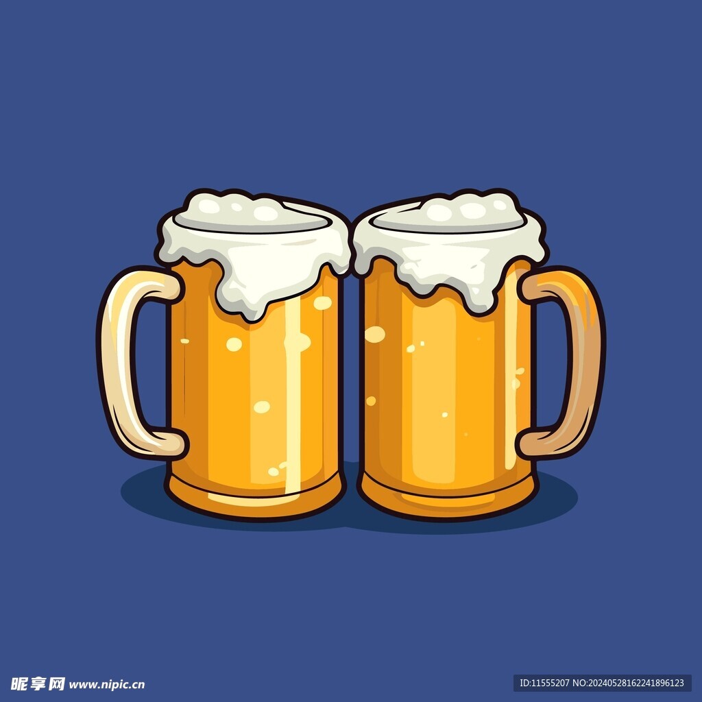 可爱啤酒卡通绘画儿童插画