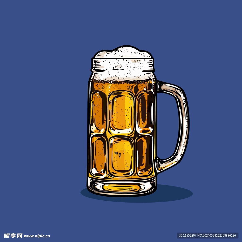 可爱啤酒卡通绘画儿童插画