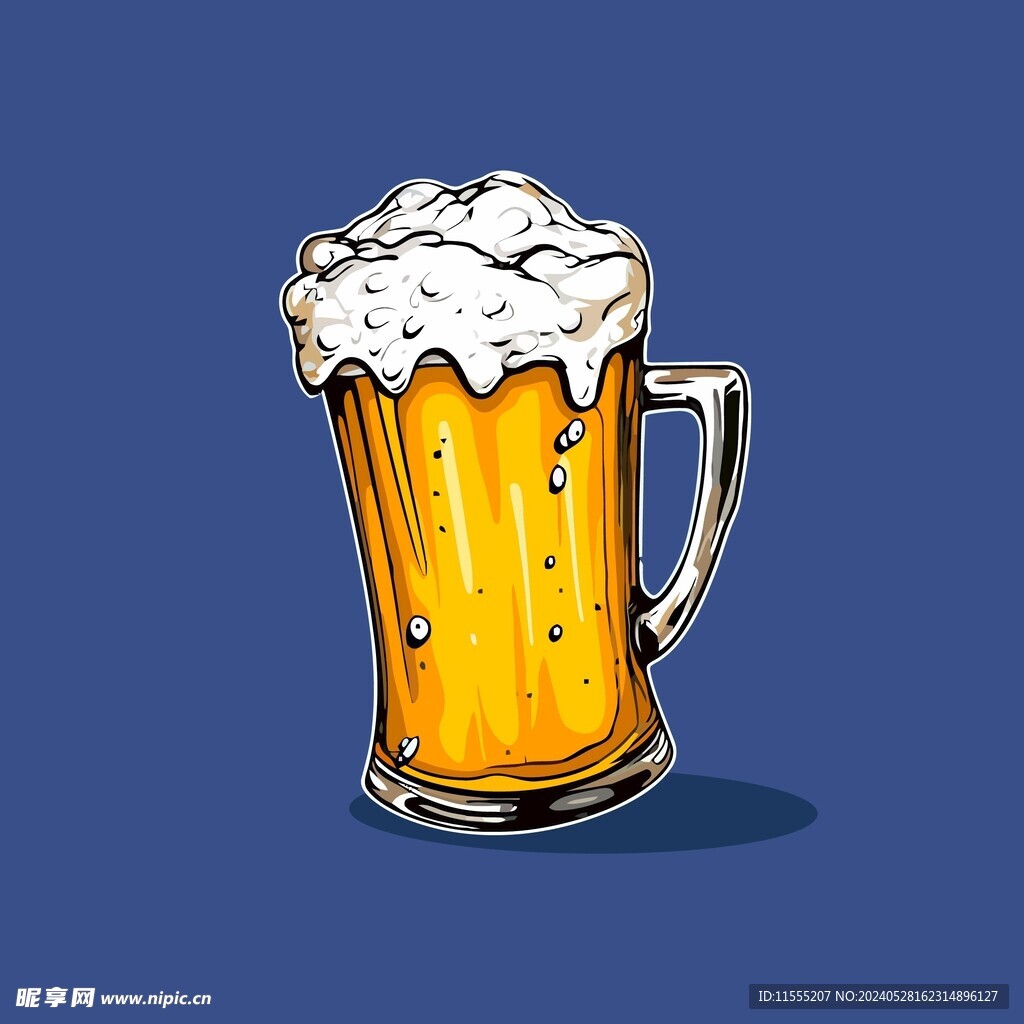 可爱啤酒卡通绘画儿童插画