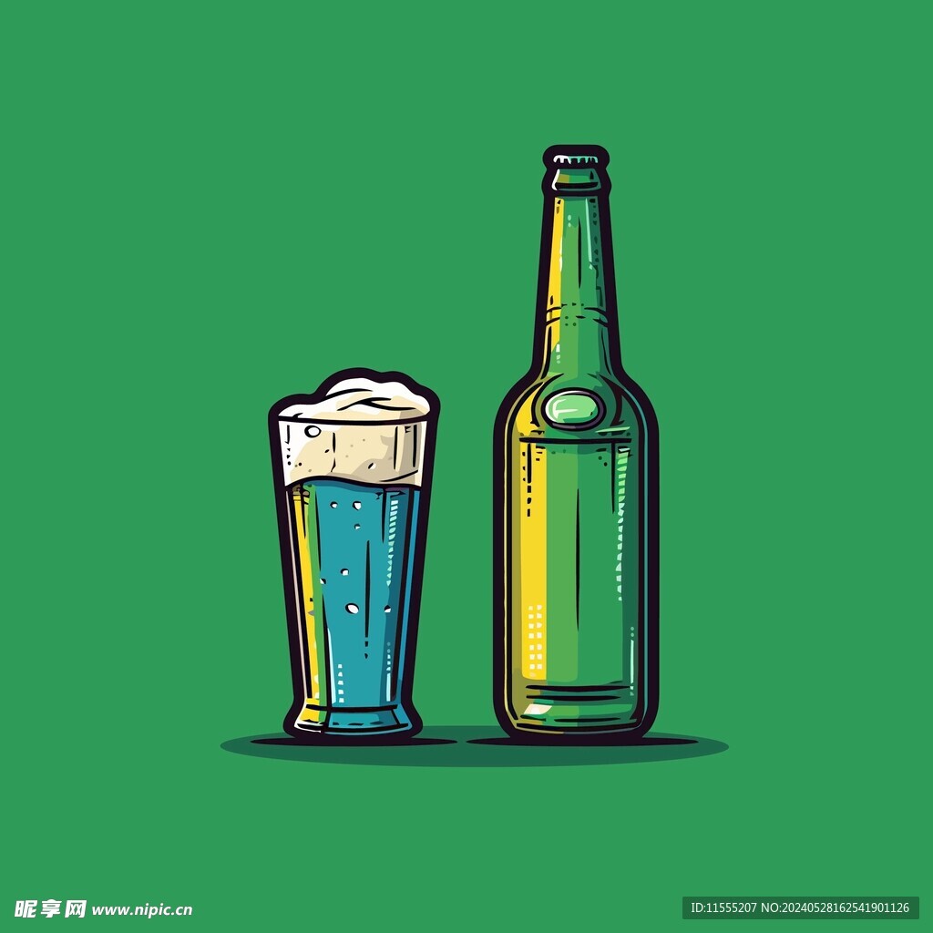 可爱啤酒卡通绘画儿童插画