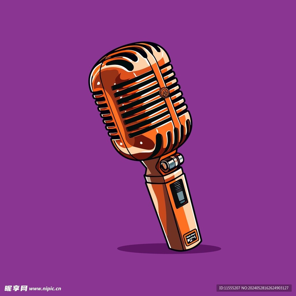 可爱麦克风卡通绘画儿童插画