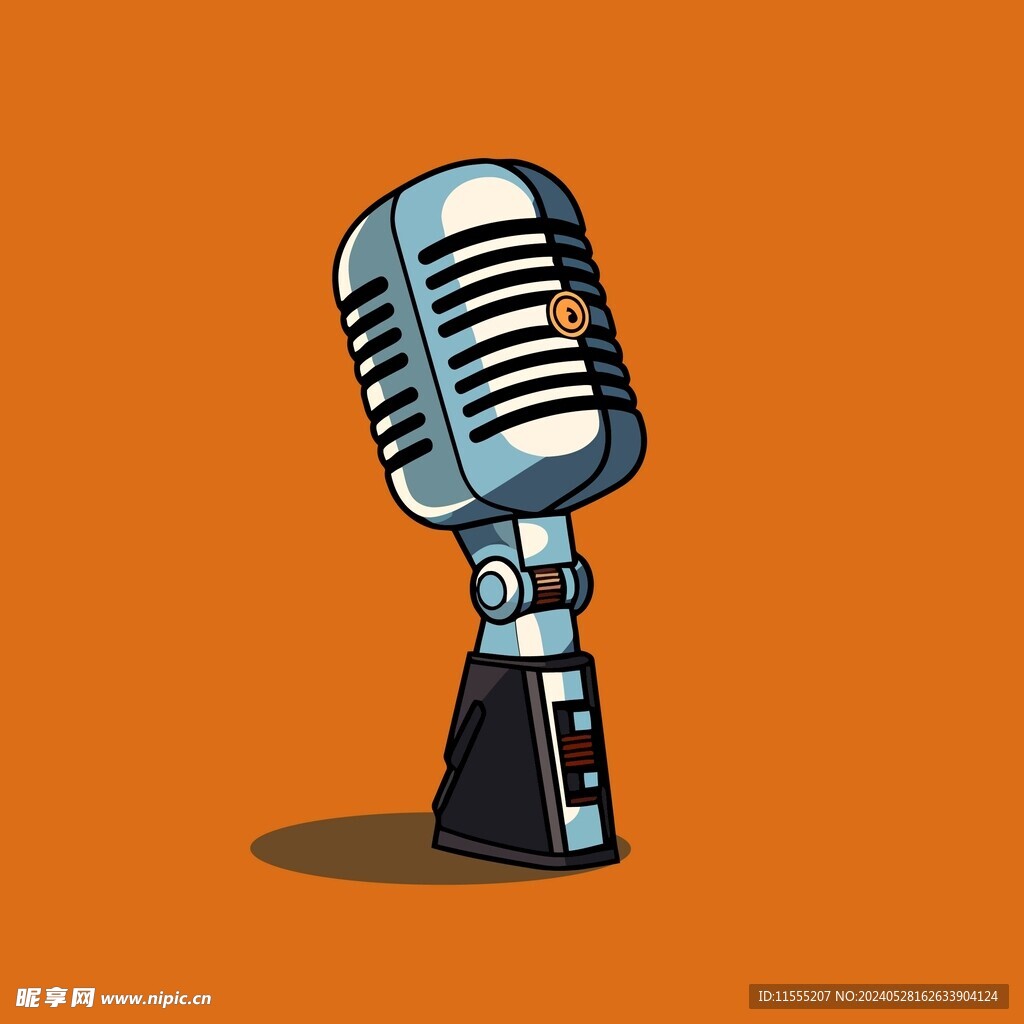 可爱麦克风卡通绘画儿童插画