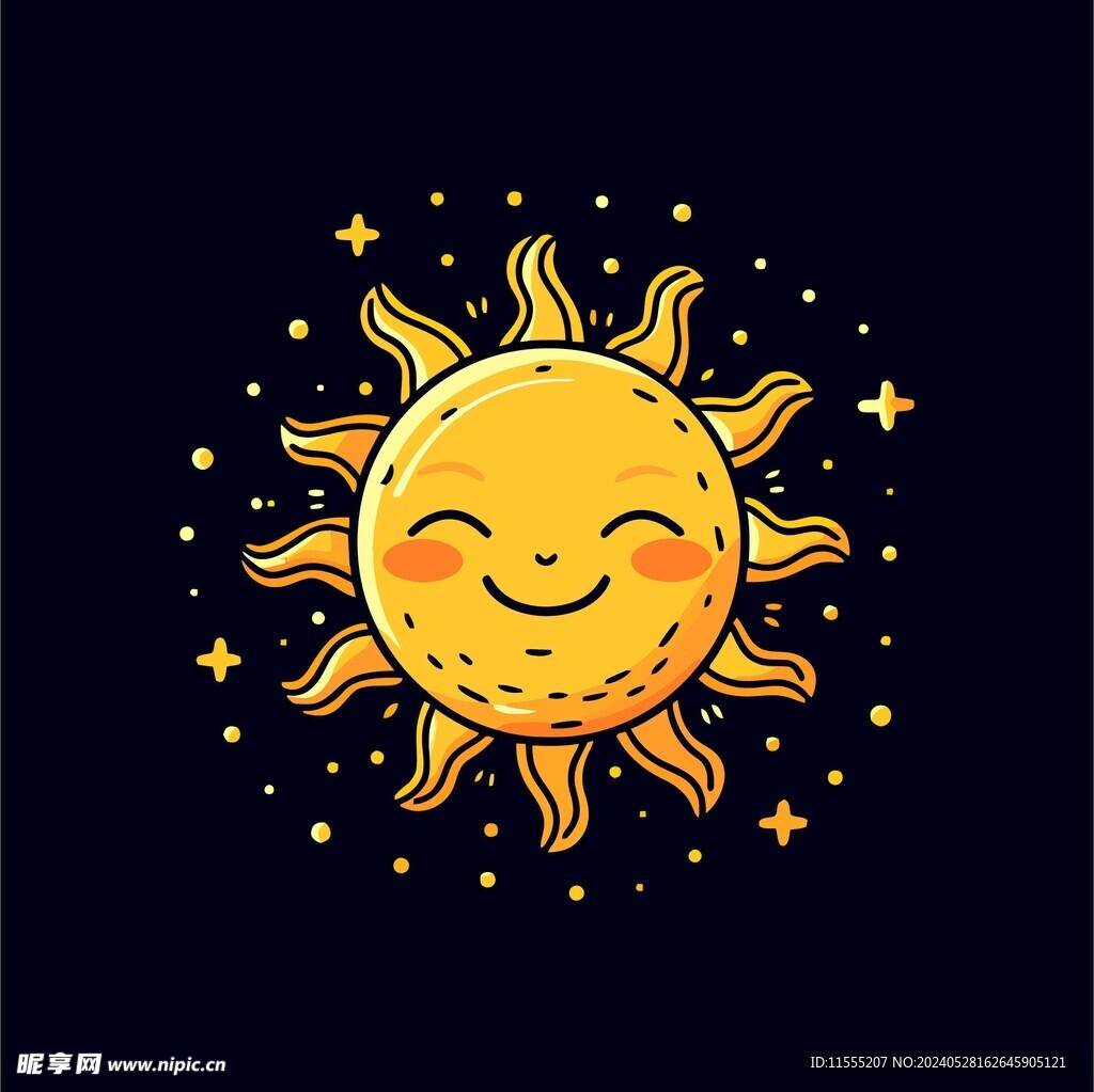 可爱太阳卡通绘画儿童插画