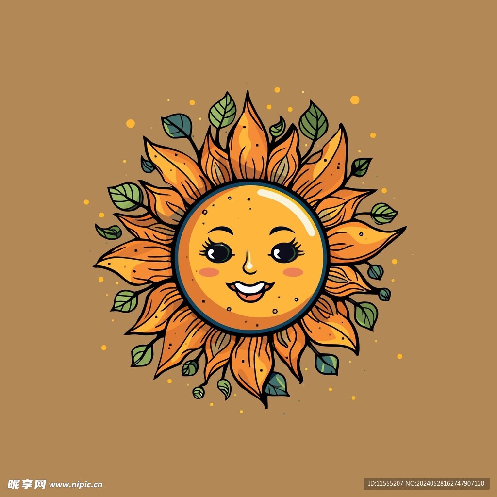可爱太阳卡通绘画儿童插画