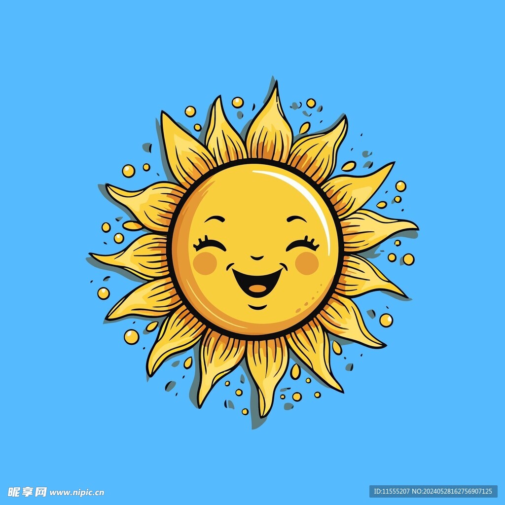 可爱太阳卡通绘画儿童插画