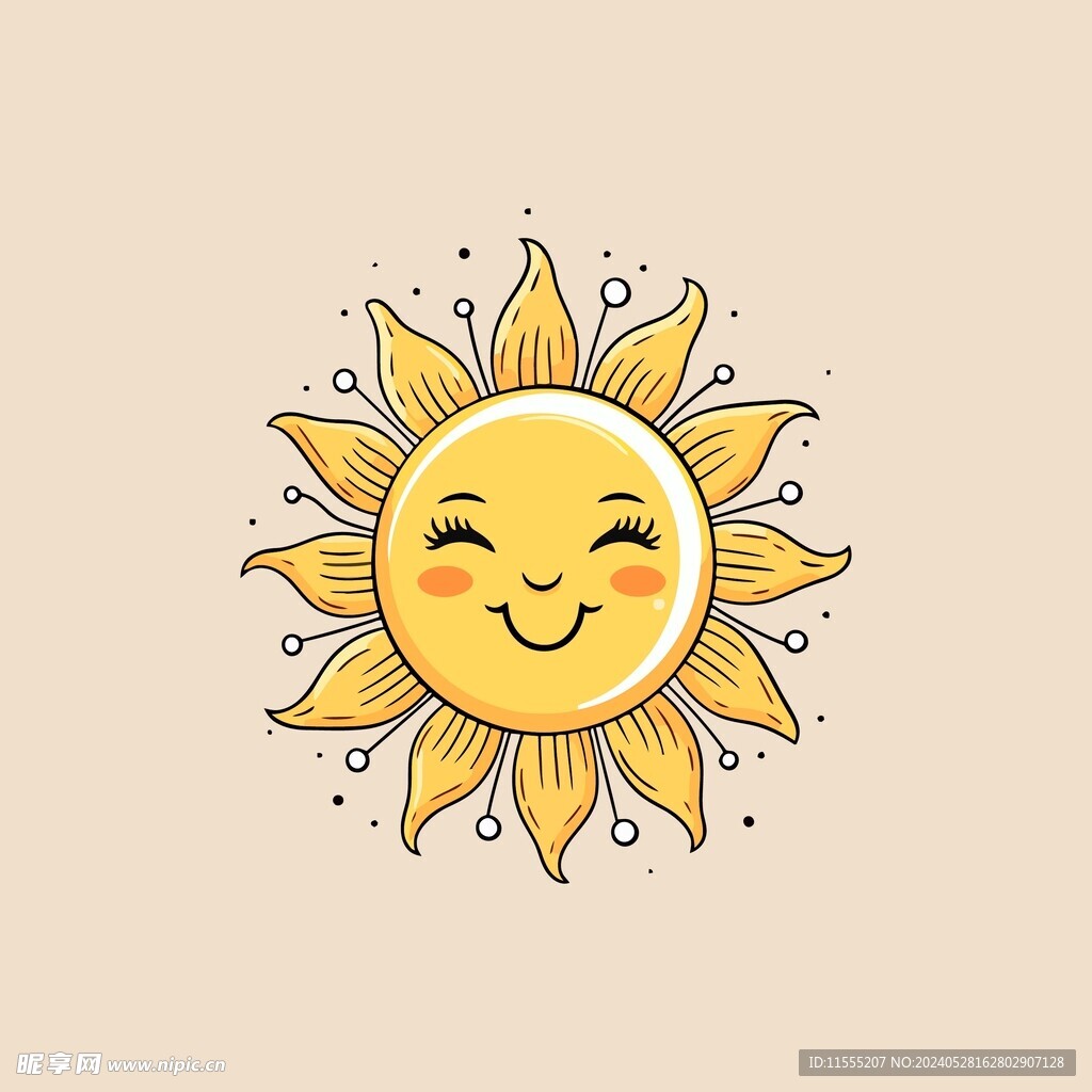 可爱太阳卡通绘画儿童插画
